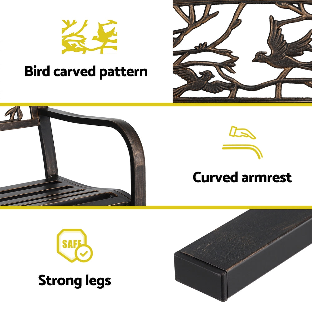 Outdoor Bench Seat Garden Steel Outdoor Furniture 3 Seater Park Bronze