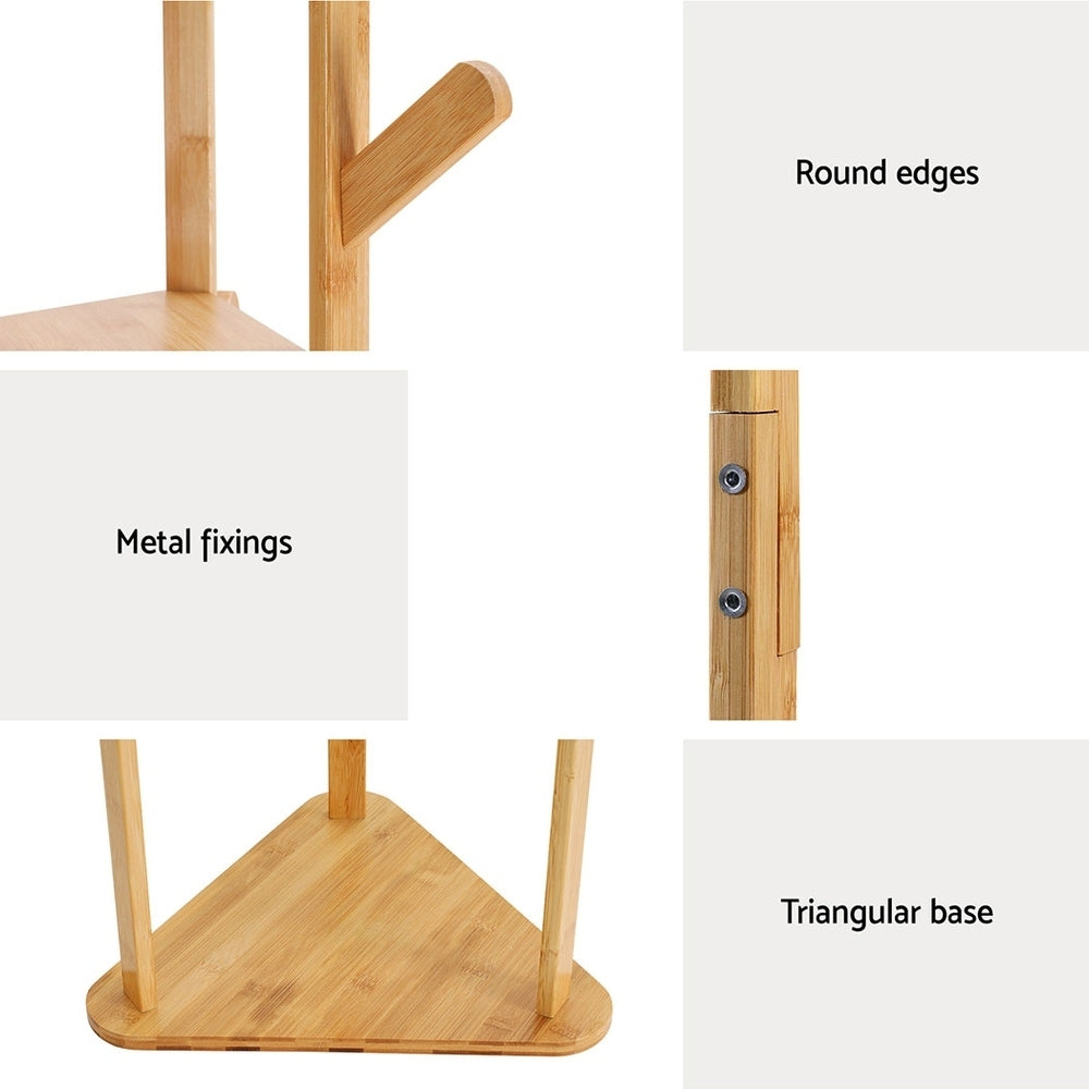 Clothes Rack Airer Coat Stand 9 Hooks Bamboo - Pine