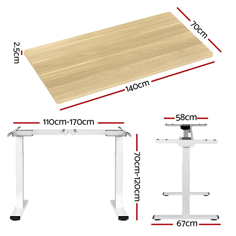 Standing Desk Motorised Dual Motor 140CM White Oak