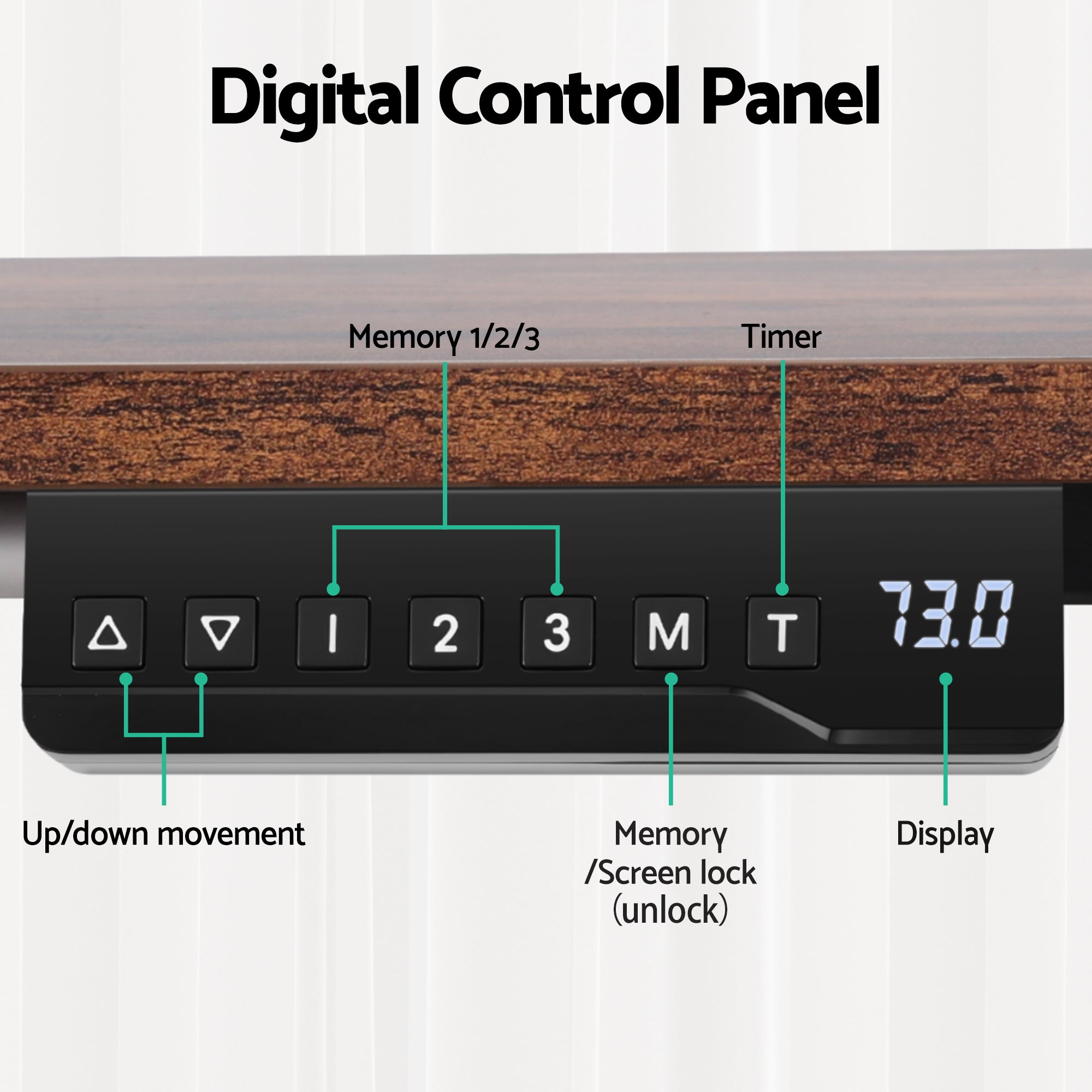 Electric Standing Desk Adjustable Motorised 120CM L Shaped Rustic Brown
