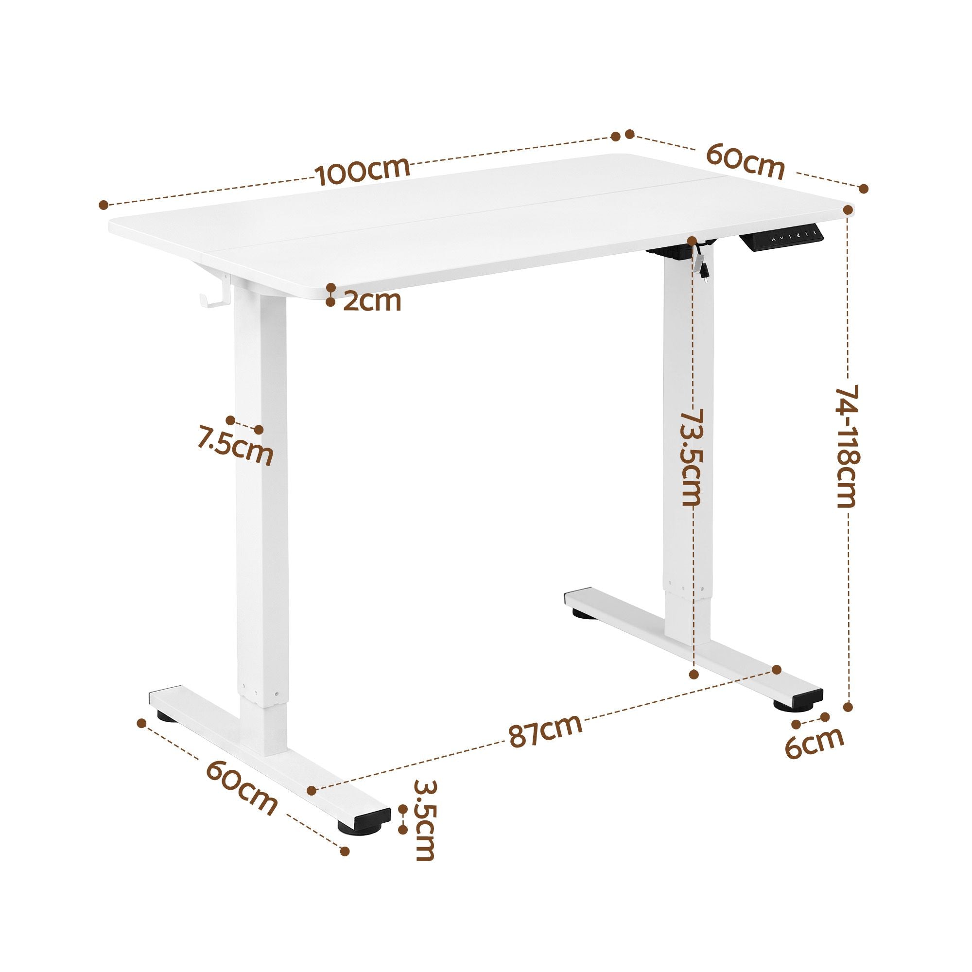 Standing Desk Electric Adjustable Ergonomic Office Table 100cm - White