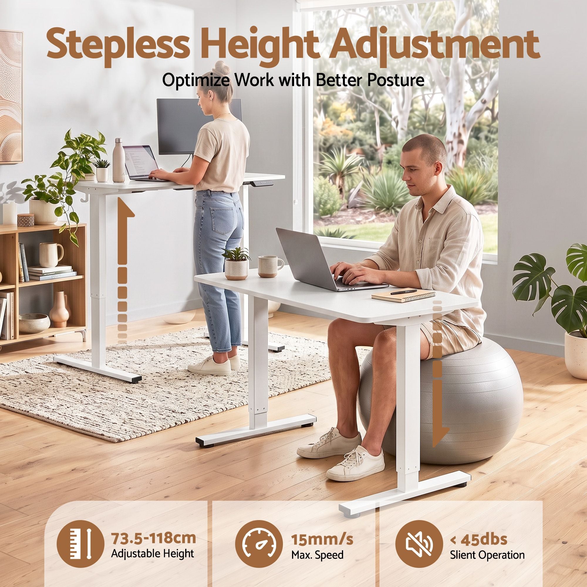 Standing Desk Electric Adjustable Ergonomic Office Table 100cm - White