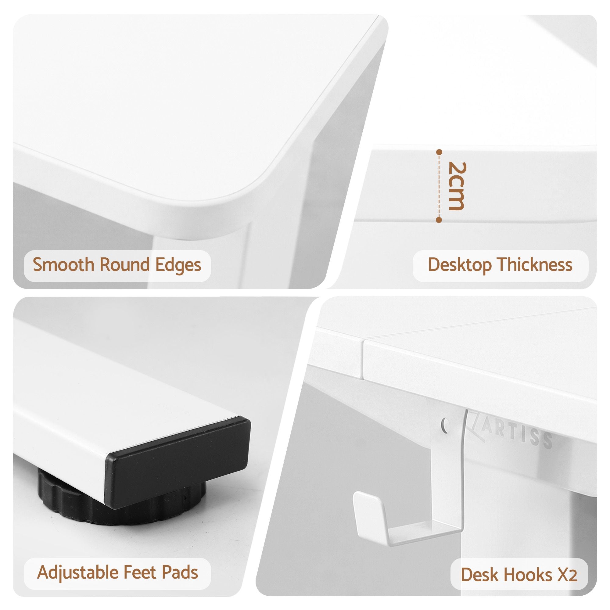 Standing Desk Electric Adjustable Ergonomic Office Table 100cm - White