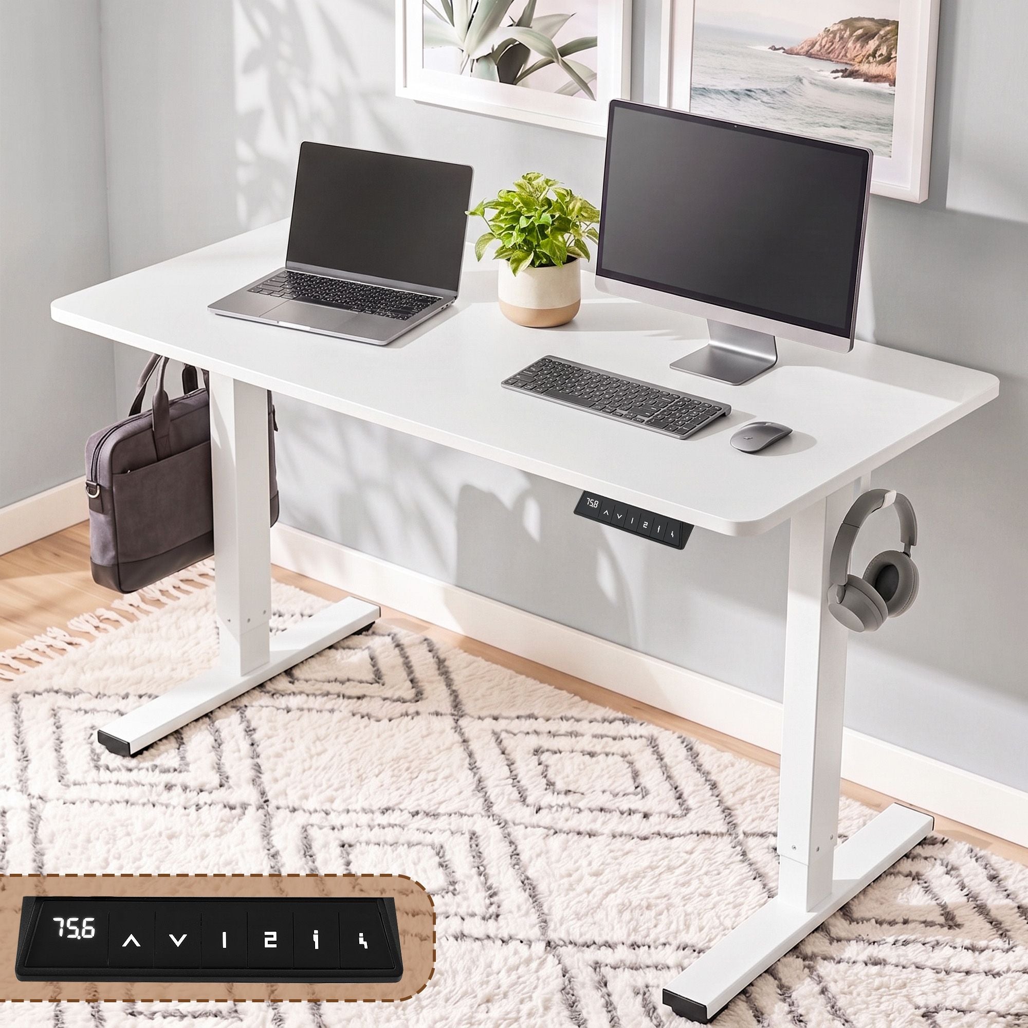Standing Desk Electric Adjustable Ergonomic Office Table 100cm - White