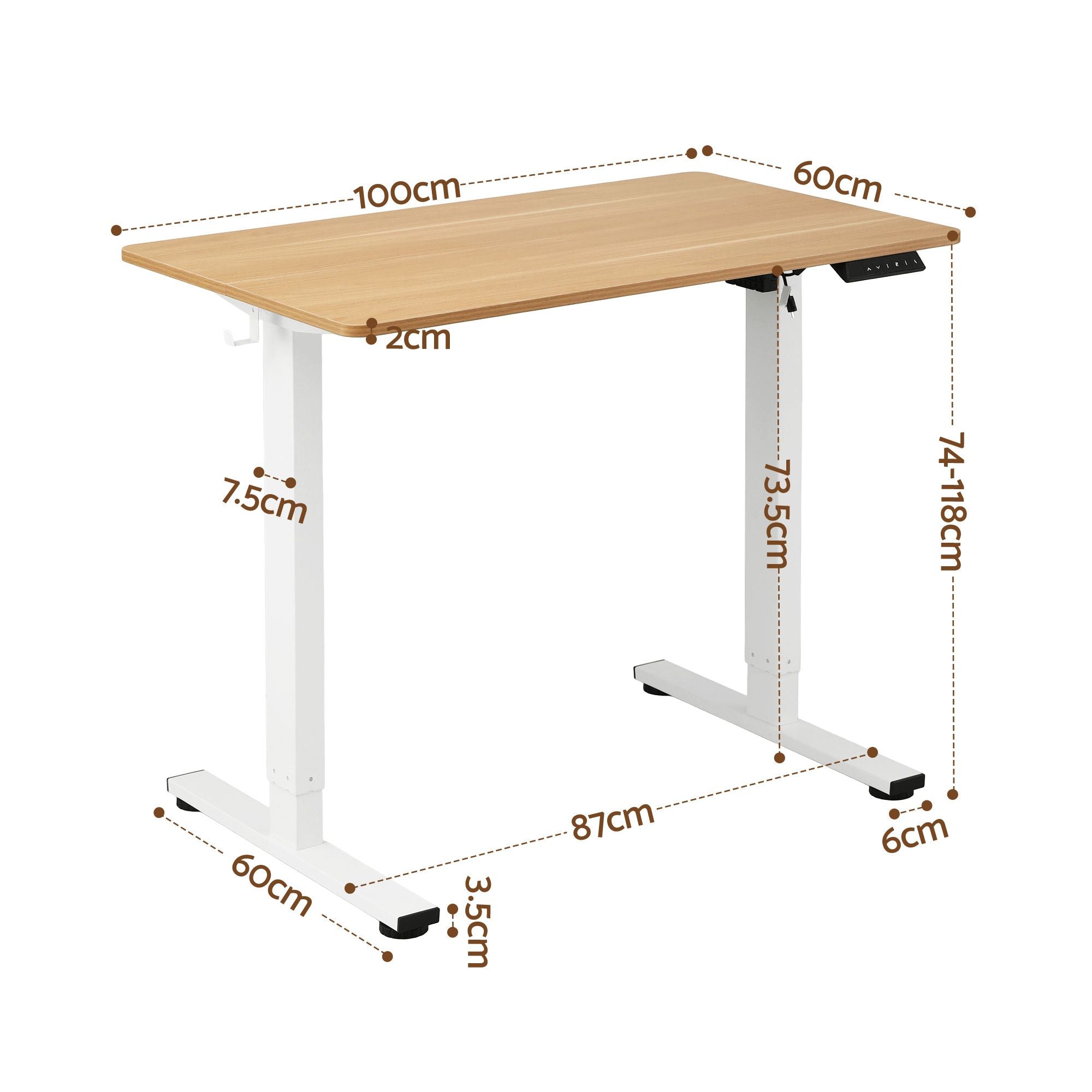 Standing Desk Electric Adjustable Ergonomic Office Table 100cm - Oak