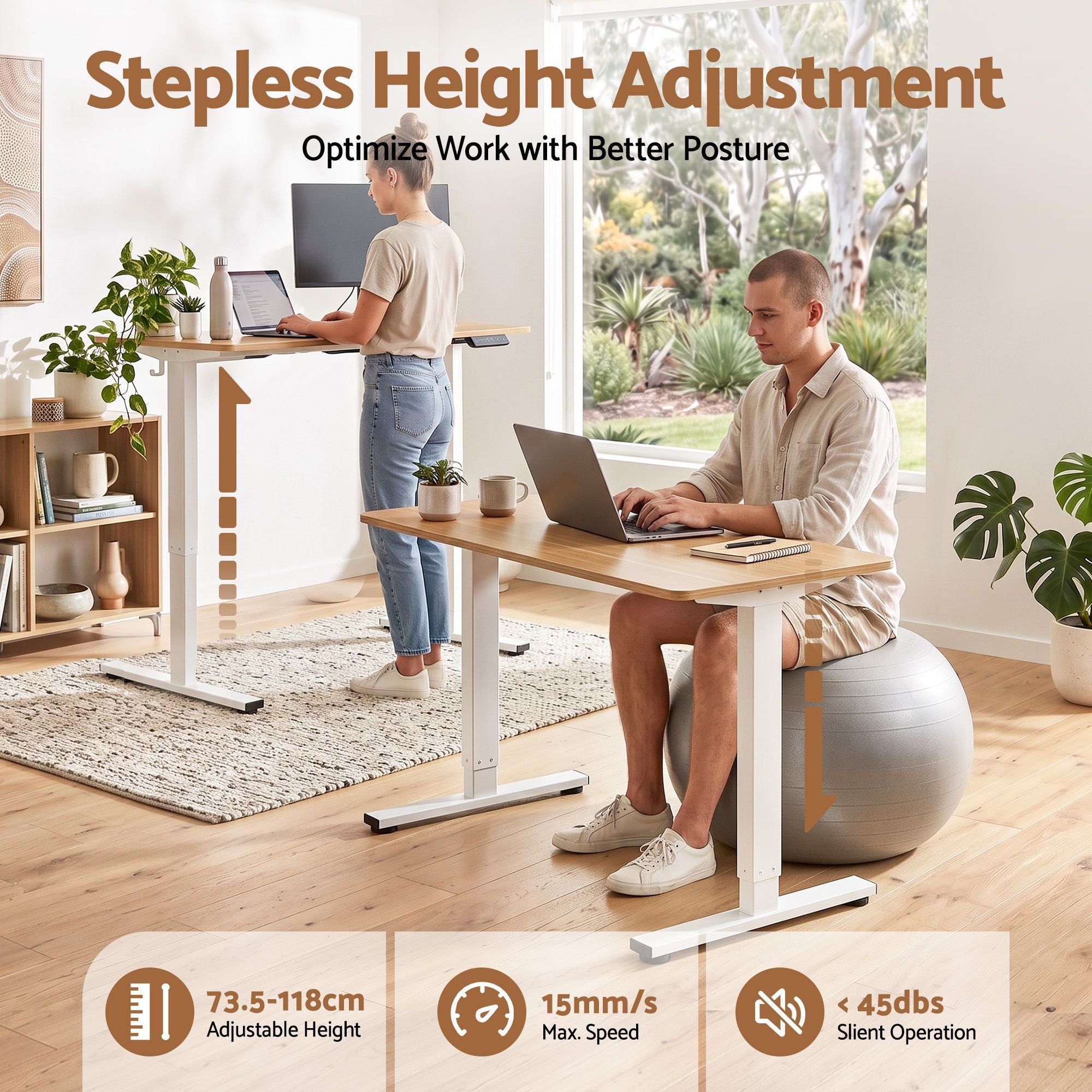 Standing Desk Electric Adjustable Ergonomic Office Table 100cm - Oak