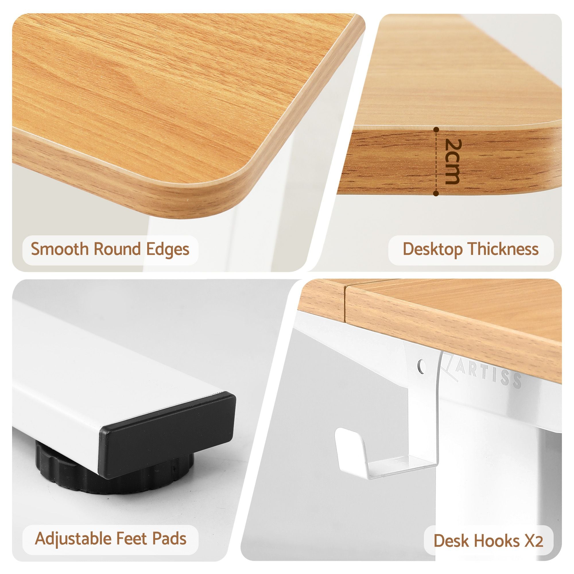 Standing Desk Electric Adjustable Ergonomic Office Table 100cm - Oak