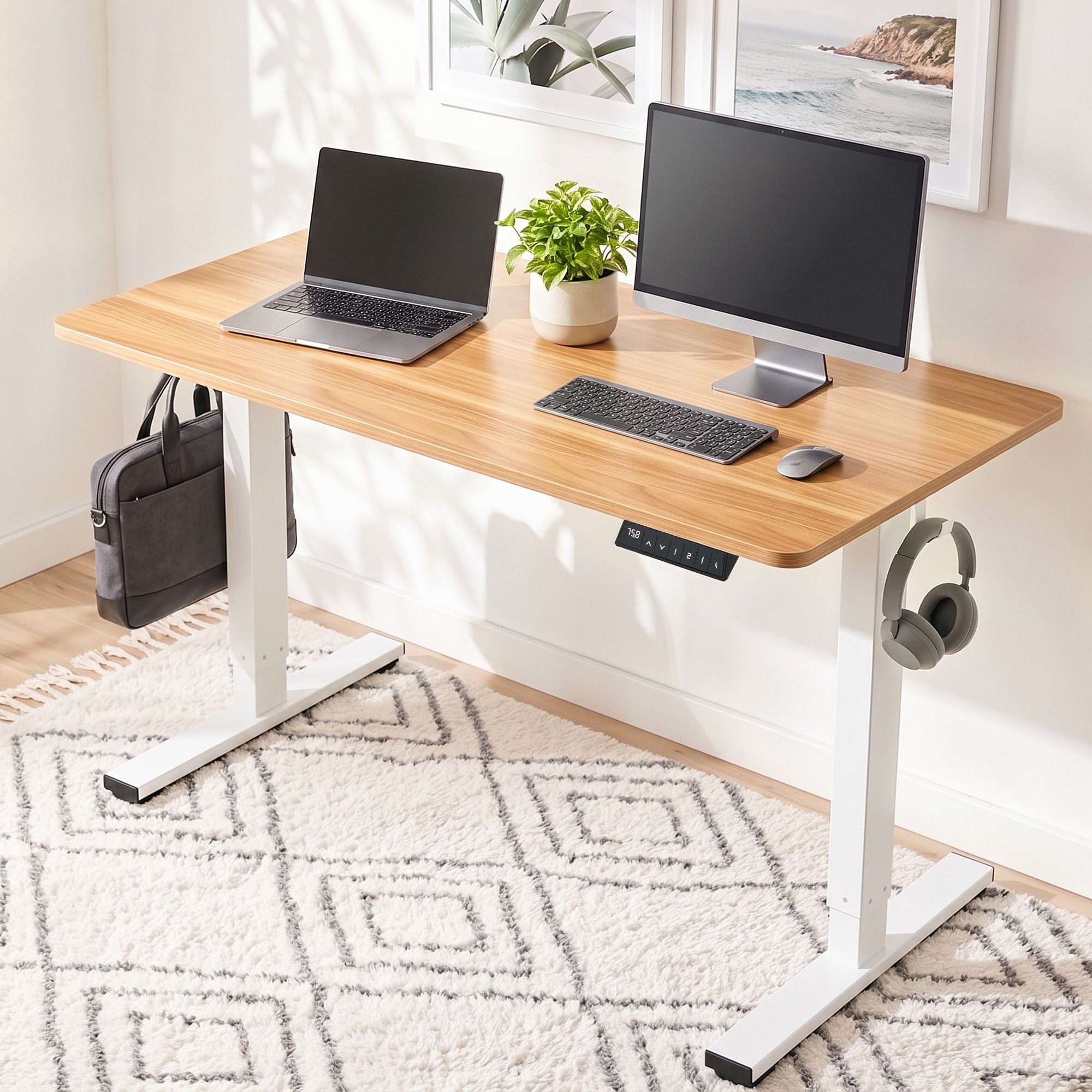 Standing Desk Electric Adjustable Ergonomic Office Table 100cm - Oak