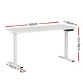 Electric Standing Desk 140cm Adjustable Height Motorised Home Office Desk White