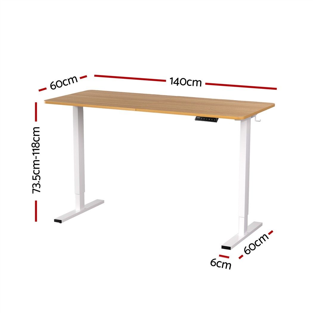 Standing Desk Height Adjustable 140cm Ergonomic Office Desk Oak