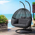 Outdoor Swing Chair Hanging Rattan Patio Furniture Pod Stand Cushion 2 Seater