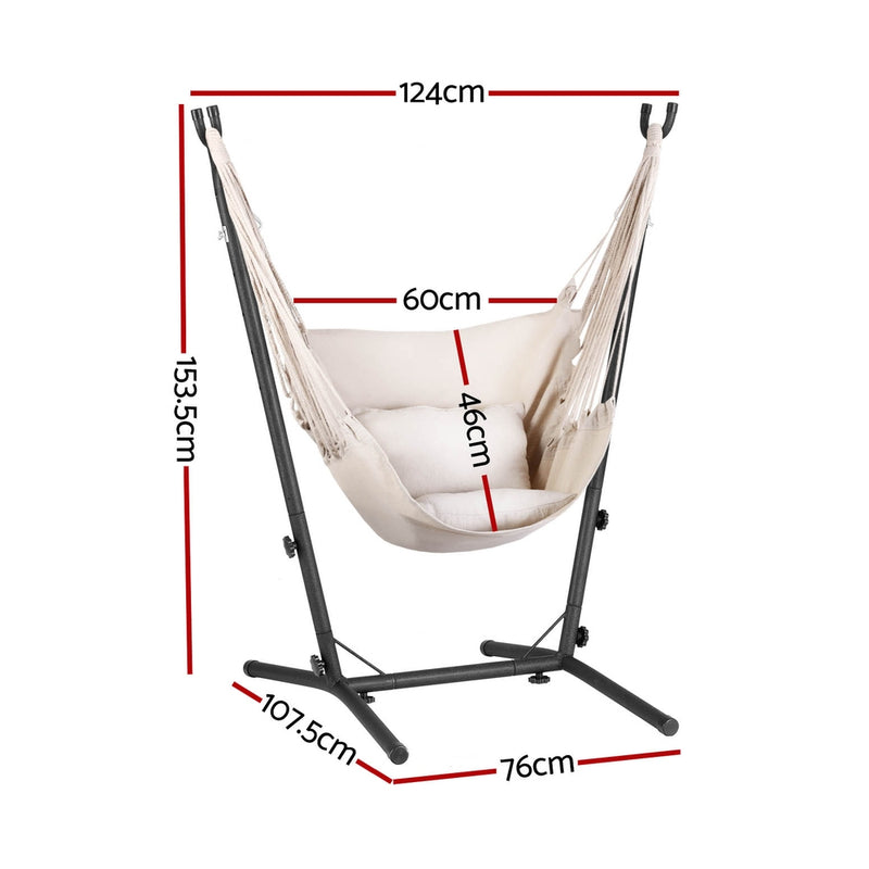 Hammock Chair Outdoor Camping Hanging with Stand Cream