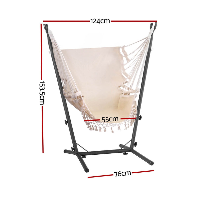 Hammock Chair Outdoor Camping Hanging with Stand Cream