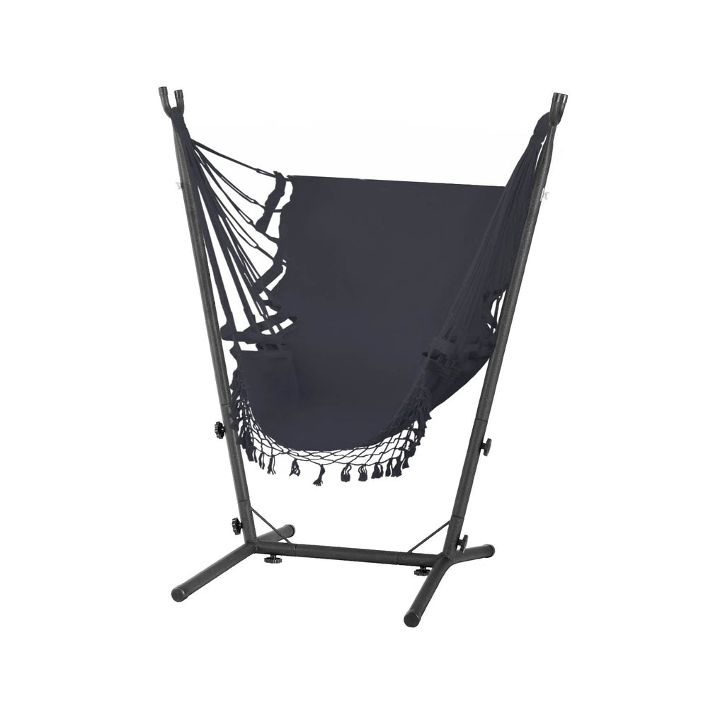 Hammock Chair Outdoor Camping Hanging with Stand Grey