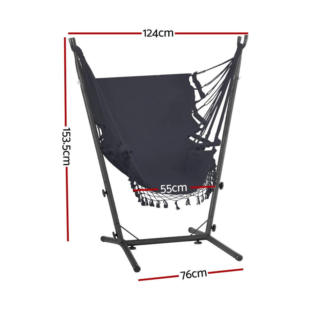 Hammock Chair Outdoor Camping Hanging with Stand Grey