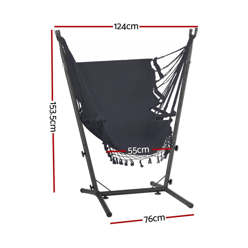 Hammock Chair Outdoor Camping Hanging with Stand Grey