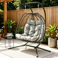 Outdoor Swing Chair 2 Seater with Stand Cushion Rattan Patio Furniture