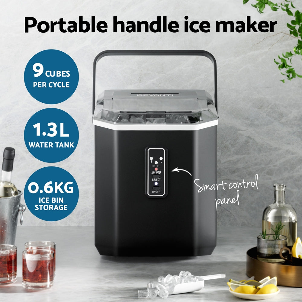 12kg Ice Maker Machine 1.3L w/Scoop Holder Black