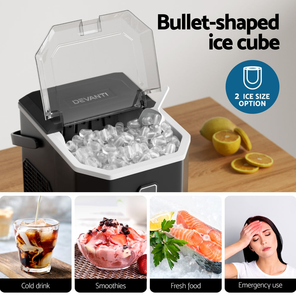 12kg Ice Maker Machine 1.3L w/Scoop Holder Black