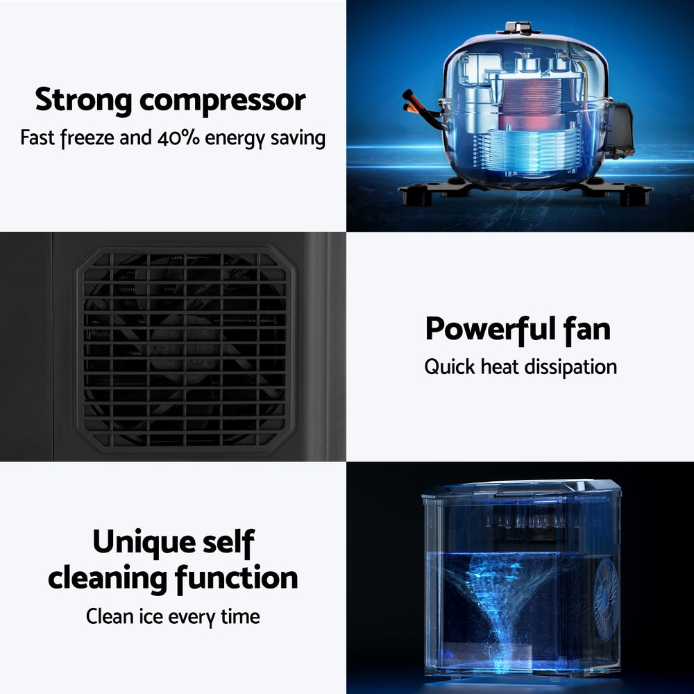 12kg Ice Maker Machine 1.3L w/Scoop Holder Black