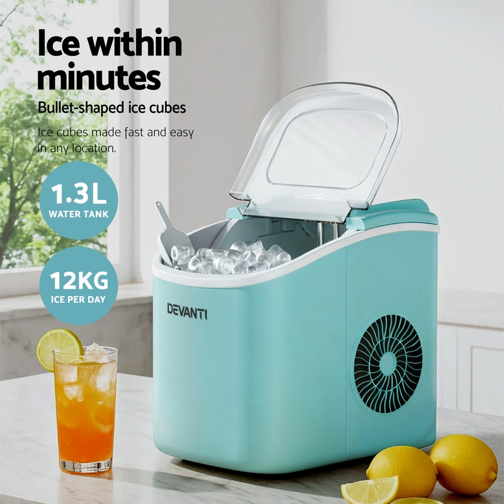 12kg Ice Maker Machine w/Self Cleaning Green