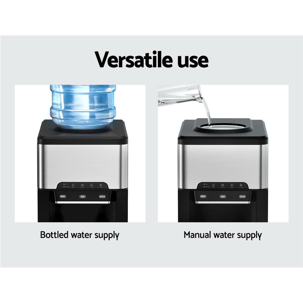 20kg 3 in 1 Ice Maker Machine Cold and Hot Water Dispenser 3L Silver