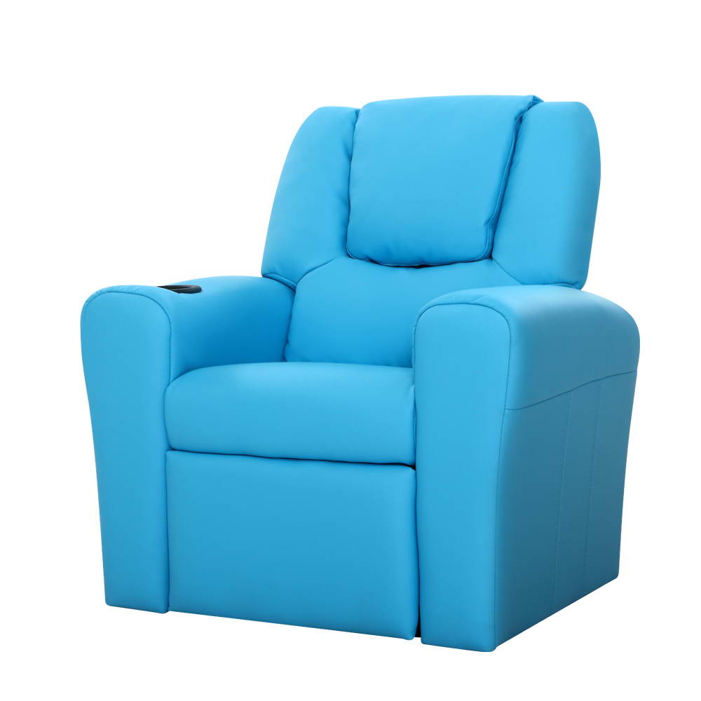 Kids Recliner Chair PU Leather Sofa Lounge Couch Children Armchair Blue