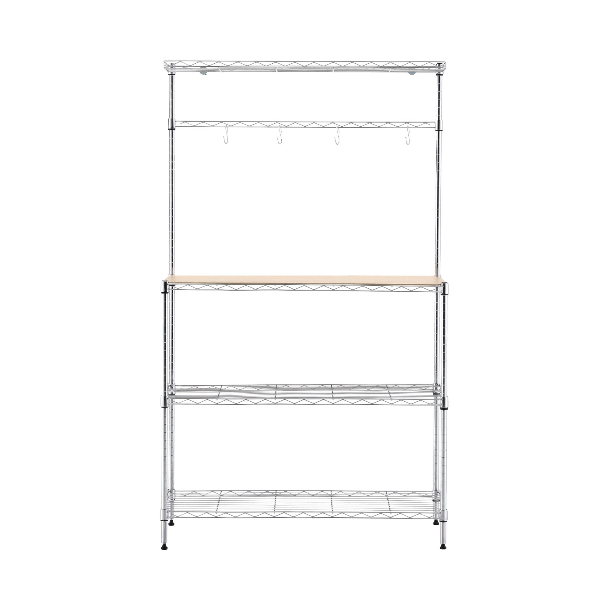 4-Tier Metal Kitchen Rack Shelf Silver Storage Shelves Organizer Microwave Stand 90cmx151cm