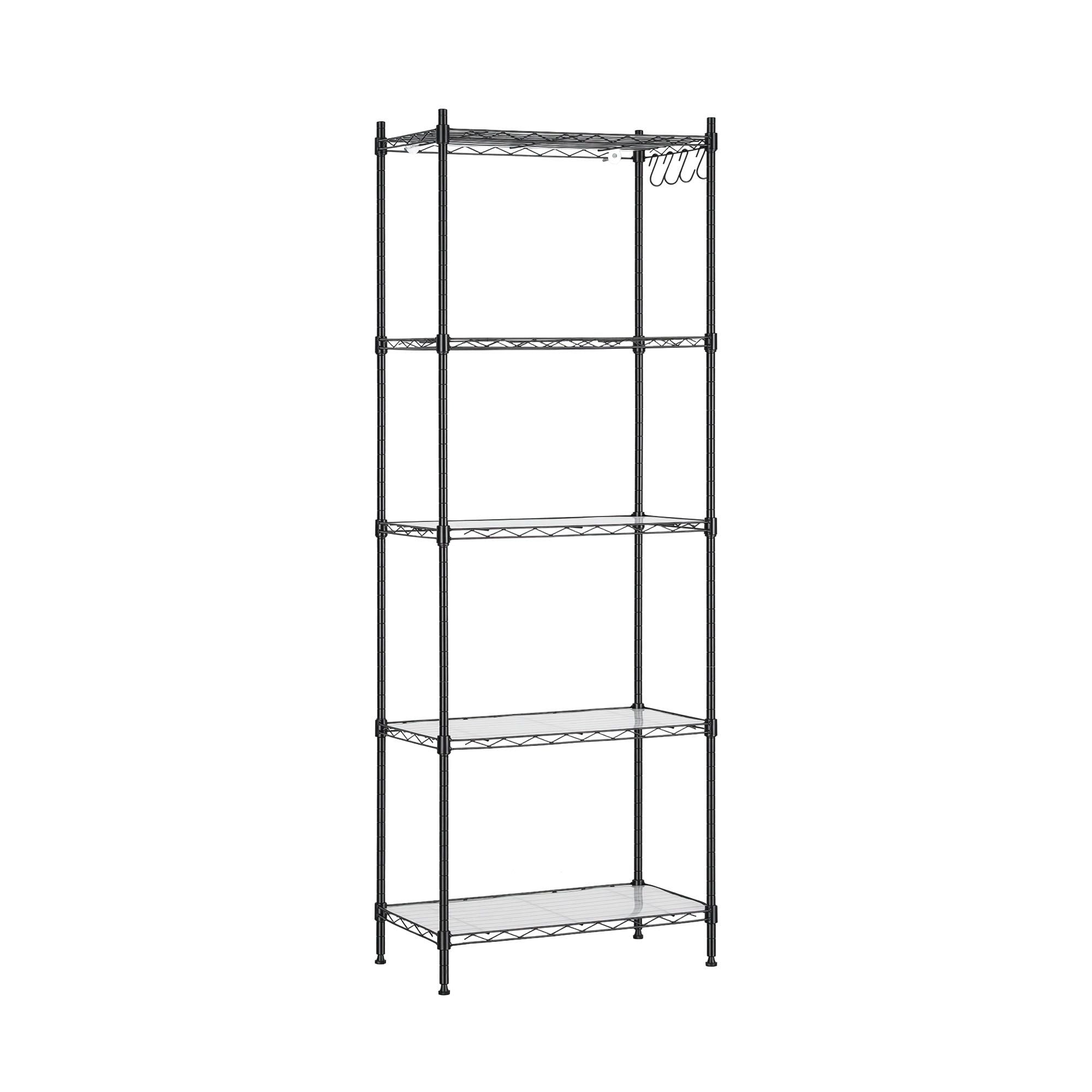 5-Tier Kitchen Rack Shelf Shelving Unit 55x30x150CM Adjustable Metal Storage Shelves Black
