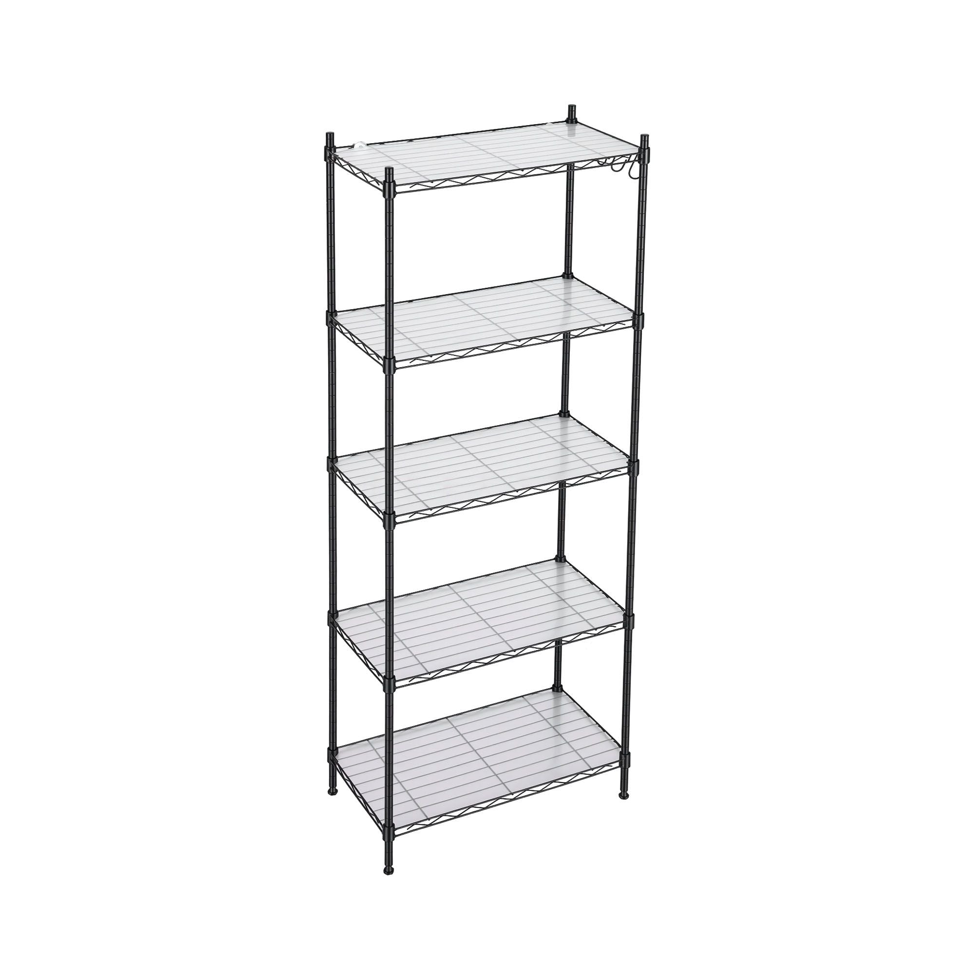 5-Tier Kitchen Rack Shelf Shelving Unit 55x30x150CM Adjustable Metal Storage Shelves Black
