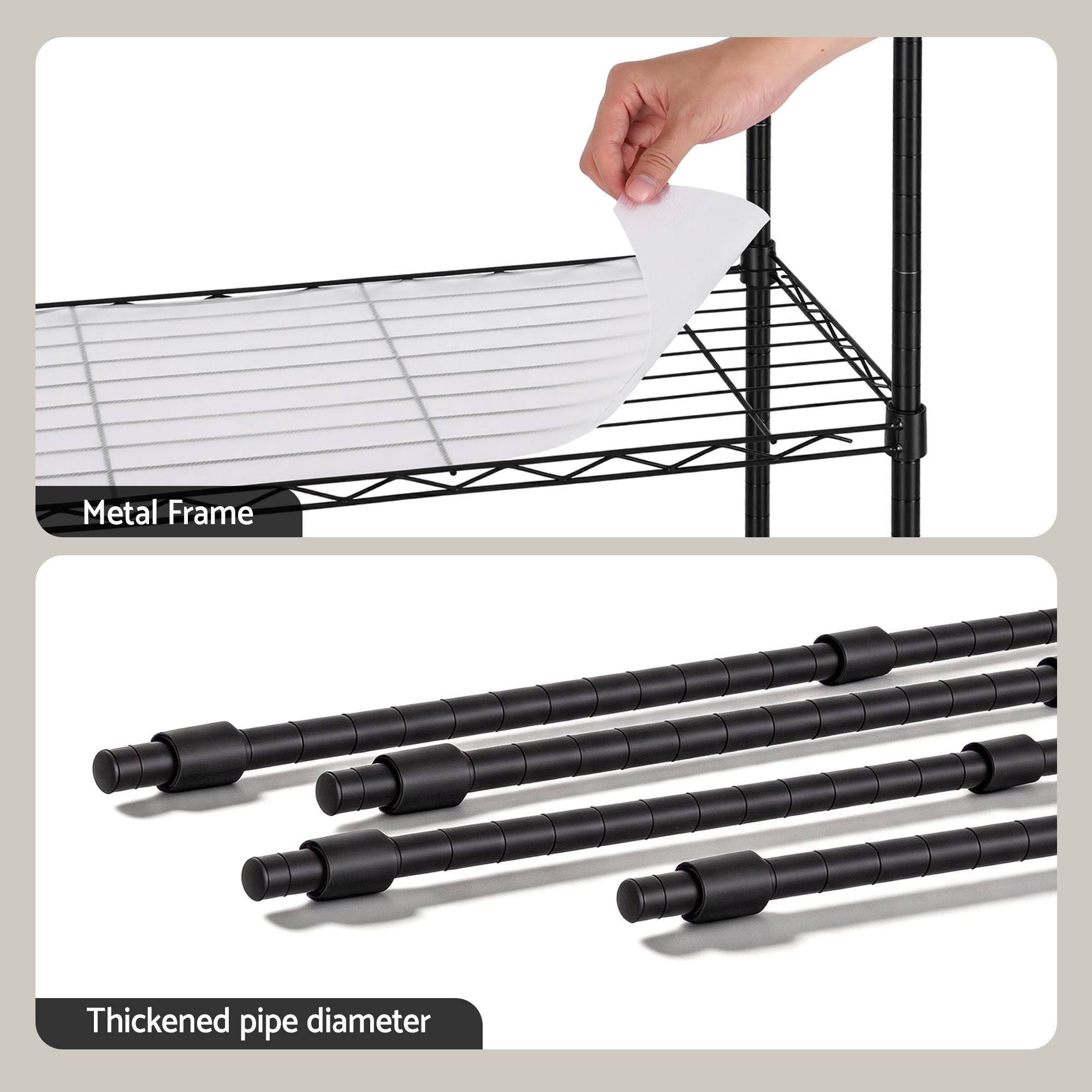5-Tier Kitchen Rack Shelf Shelving Unit 55x30x150CM Adjustable Metal Storage Shelves Black