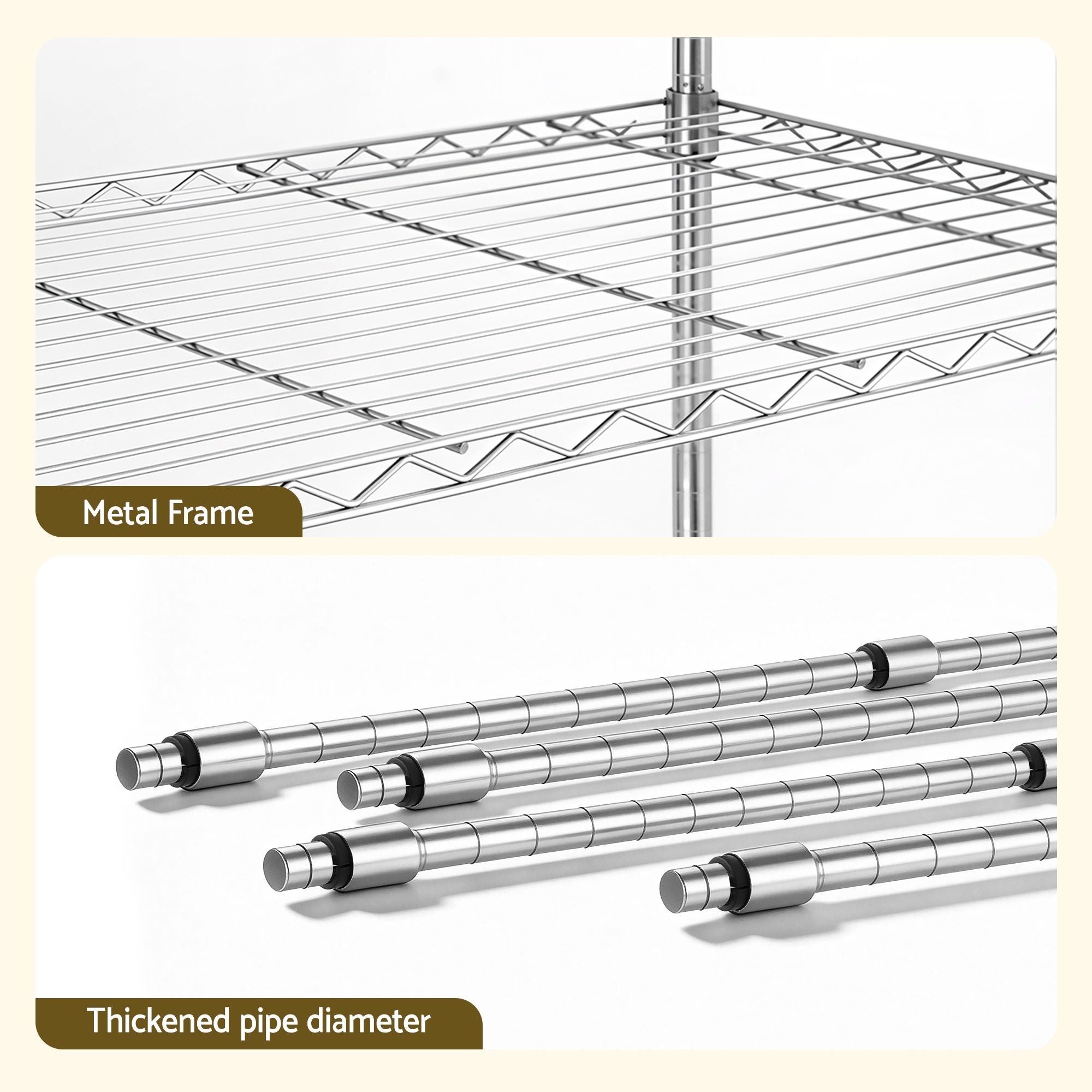 5-Tier Kitchen Rack Shelf Shelving 90x35x182CM Adjustable Metal Storage Shelves