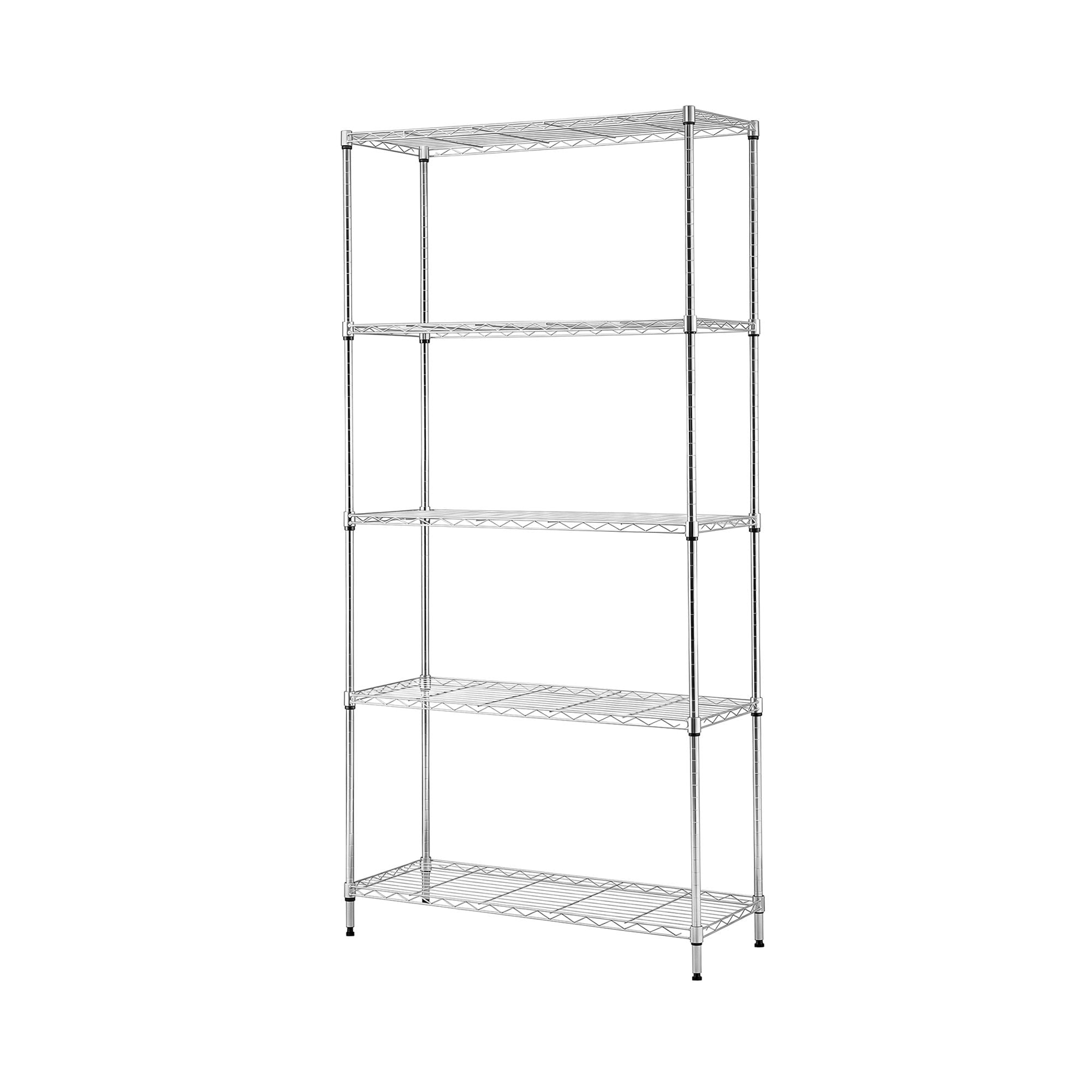 5-Tier Kitchen Rack Shelf Shelving 90x35x182CM Adjustable Metal Storage Shelves