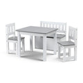 4-Piece Kids 2-in-1 Table and Chair Set with Storage Bench for Activities - Grey
