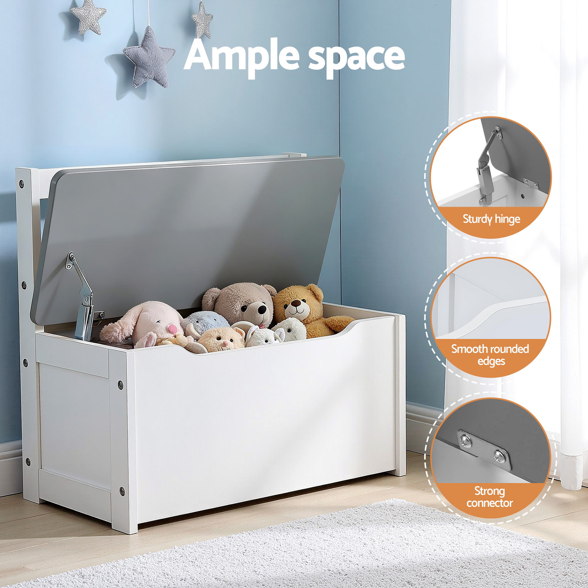 4-Piece Kids 2-in-1 Table and Chair Set with Storage Bench for Activities - Grey