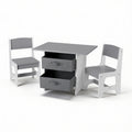Kids Table and 2 Chairs Activity Set with Storage Drawers for Drawing, Reading, Crafts, Eating - Grey