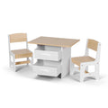 Kids Table and 2 Chairs Set with 2 Storage Drawers for Drawing, Reading, Crafts - Natural