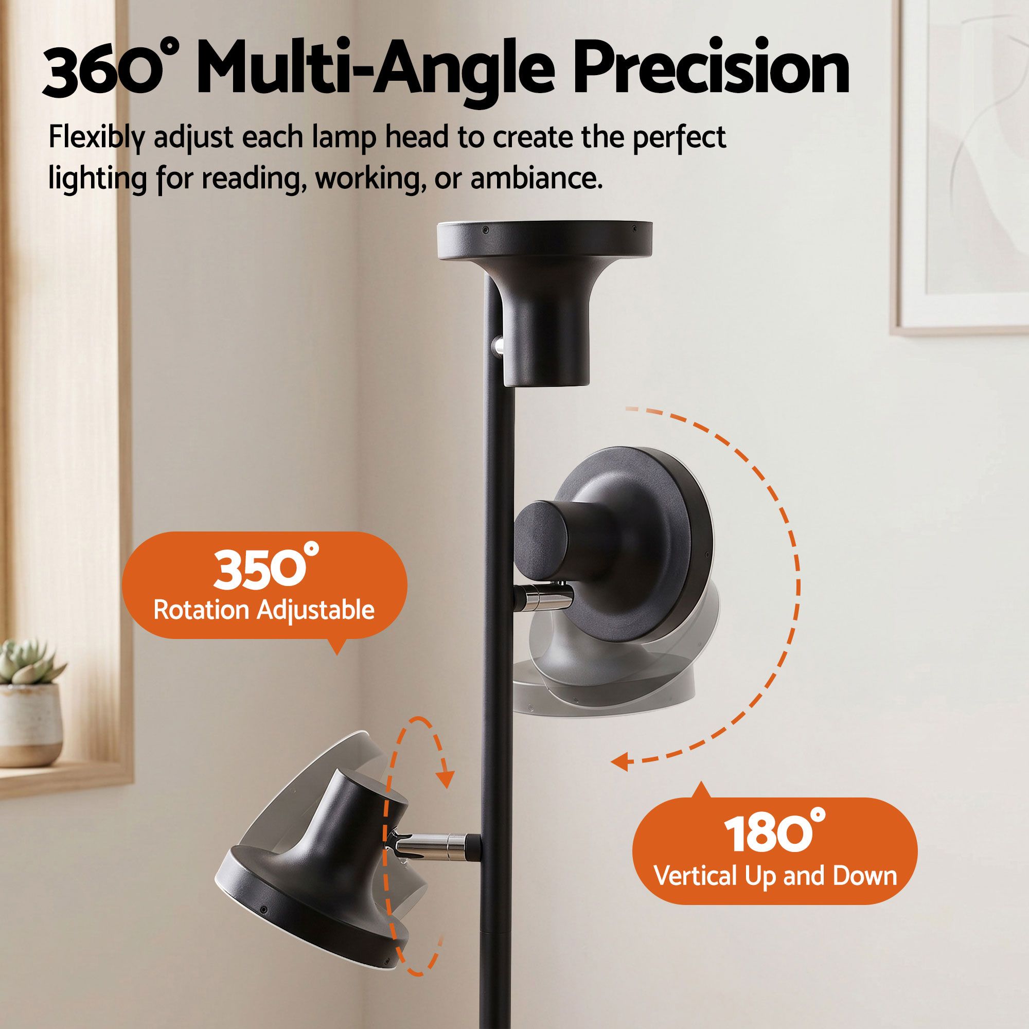 LED Tree Floor Lamp, 36W Modern Dimmable Standing Lamp with Remote & Touch Control, 4 Color Temperatures, 3 Rotatable LED Light Floor Lamps for Living Room, Bedroom, Office
