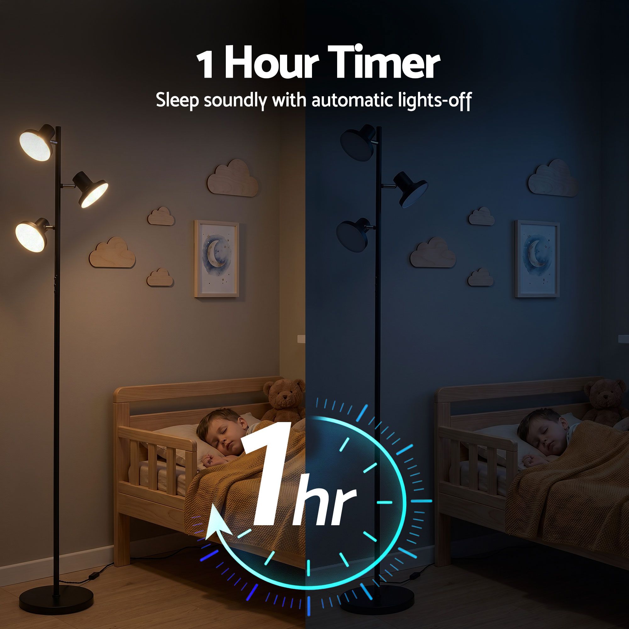 LED Tree Floor Lamp, 36W Modern Dimmable Standing Lamp with Remote & Touch Control, 4 Color Temperatures, 3 Rotatable LED Light Floor Lamps for Living Room, Bedroom, Office