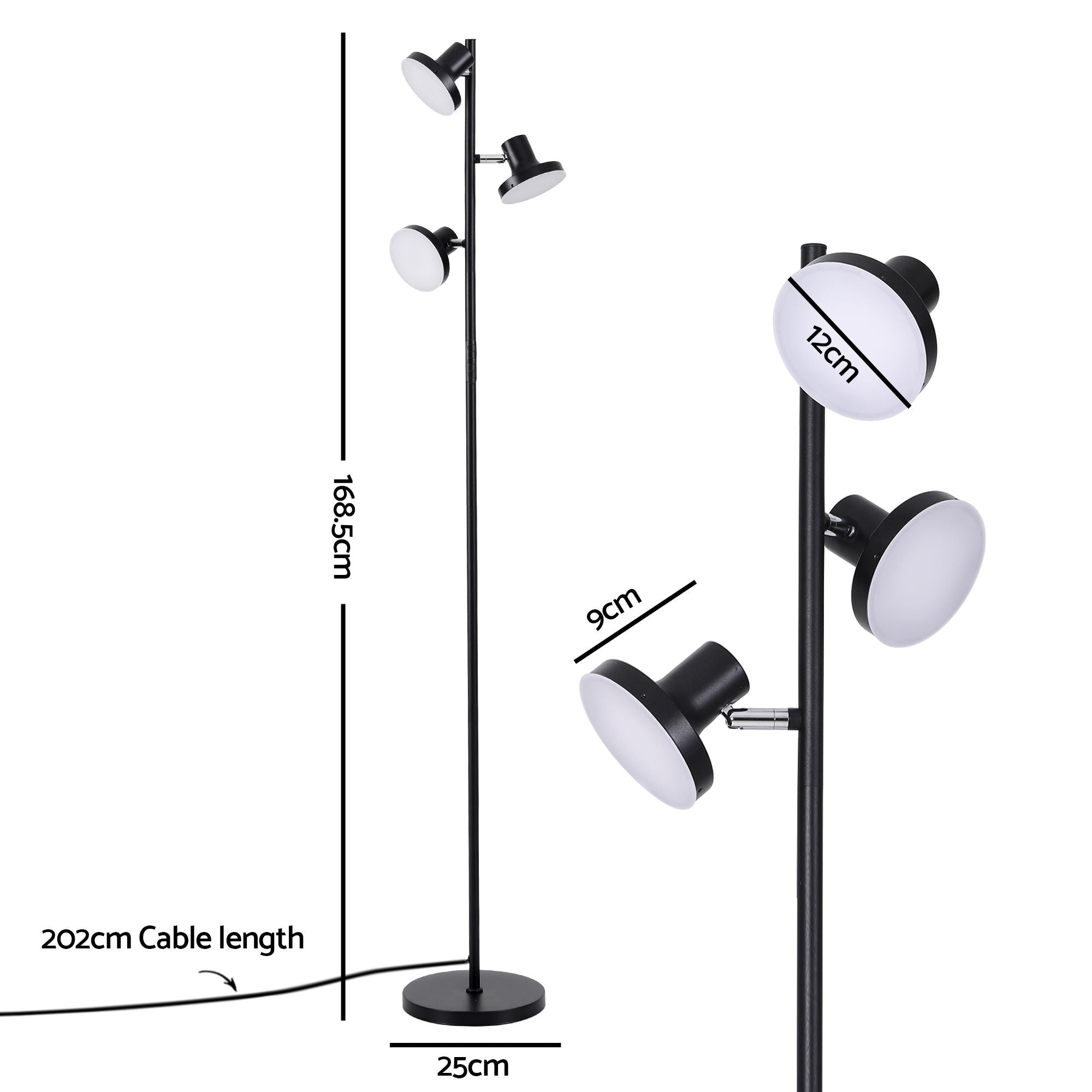 RGB Floor Lamp LED with 3 Swivel Lights Color Changing Lamp with Remote Stepless Dimmable