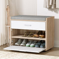 Shoe Storage Bench – White & Wood Finish