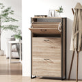 3-Compartment Industrial Shoe Cabinet ‚Äì Wood Finish