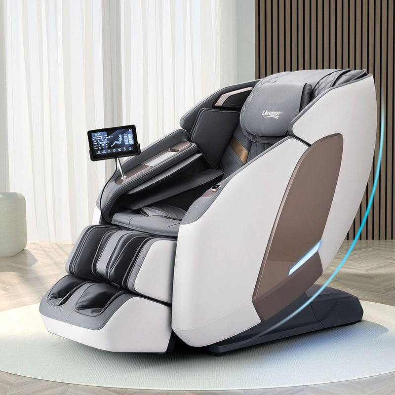 4D Massage Chair Electric Recliner Double Core Mechanism Massager Melisa White