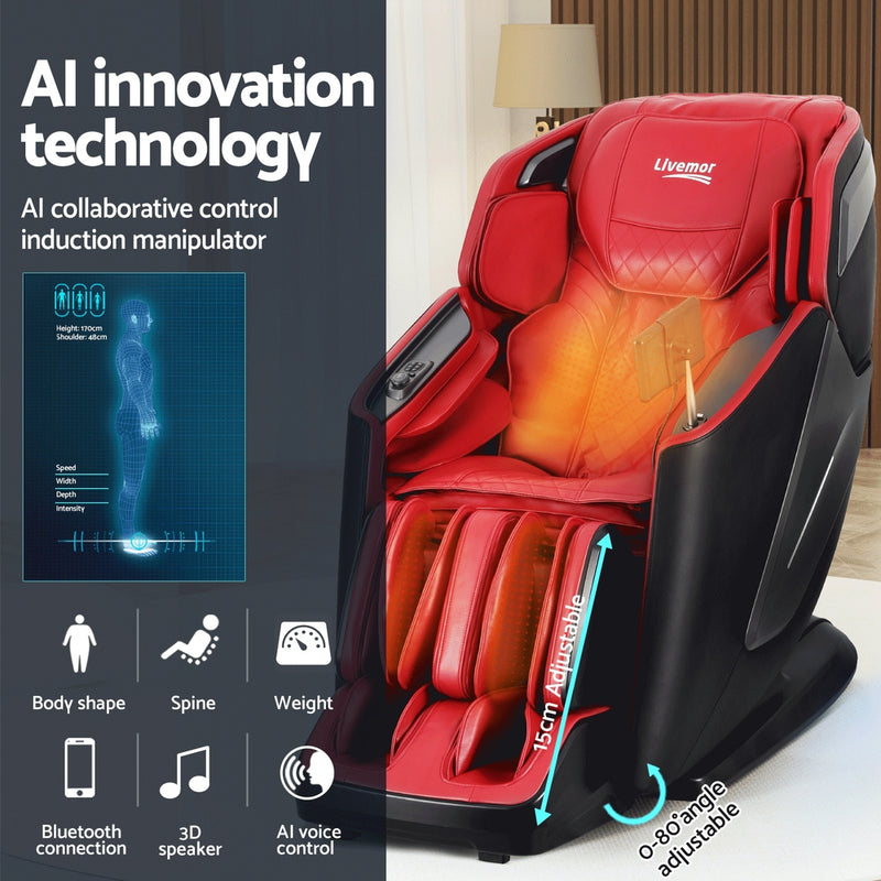 4D Massage Chair Electric Recliner Home Massager Red