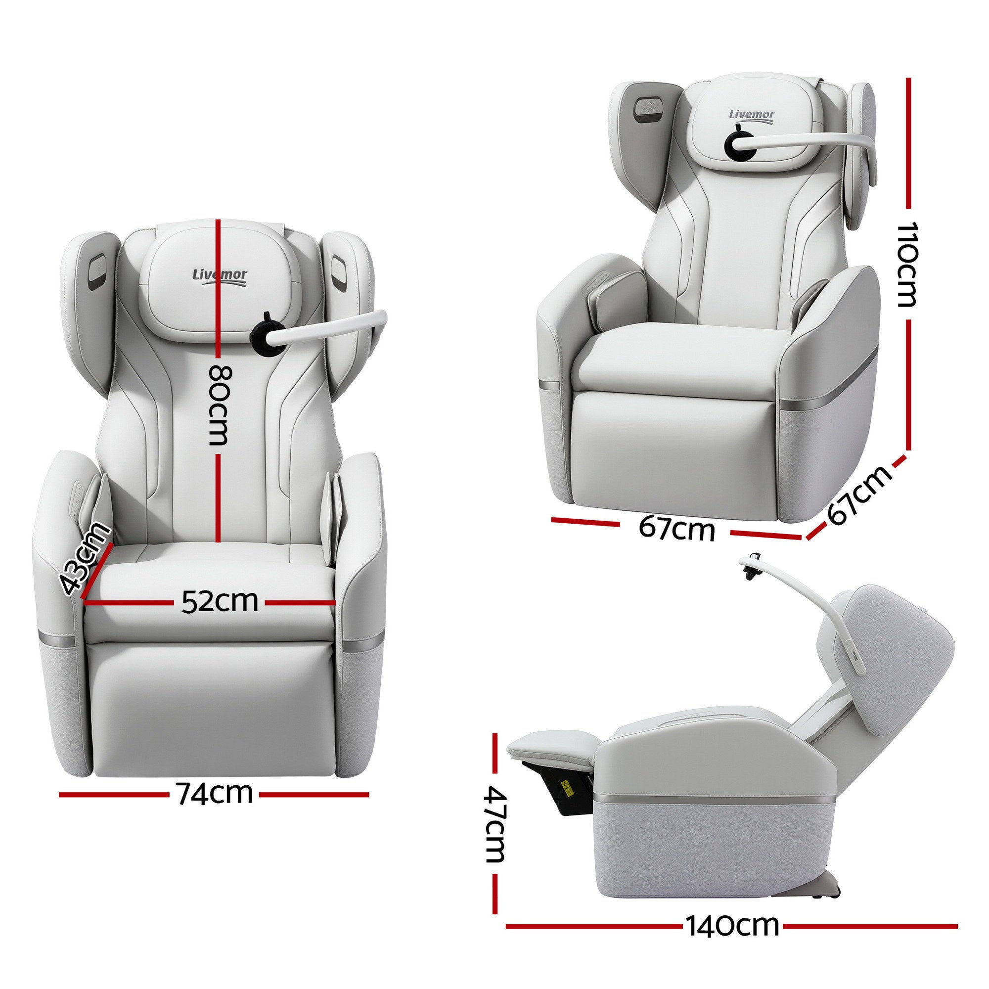 ZENO Electric Vibration Massage Recliner Chair - Beige