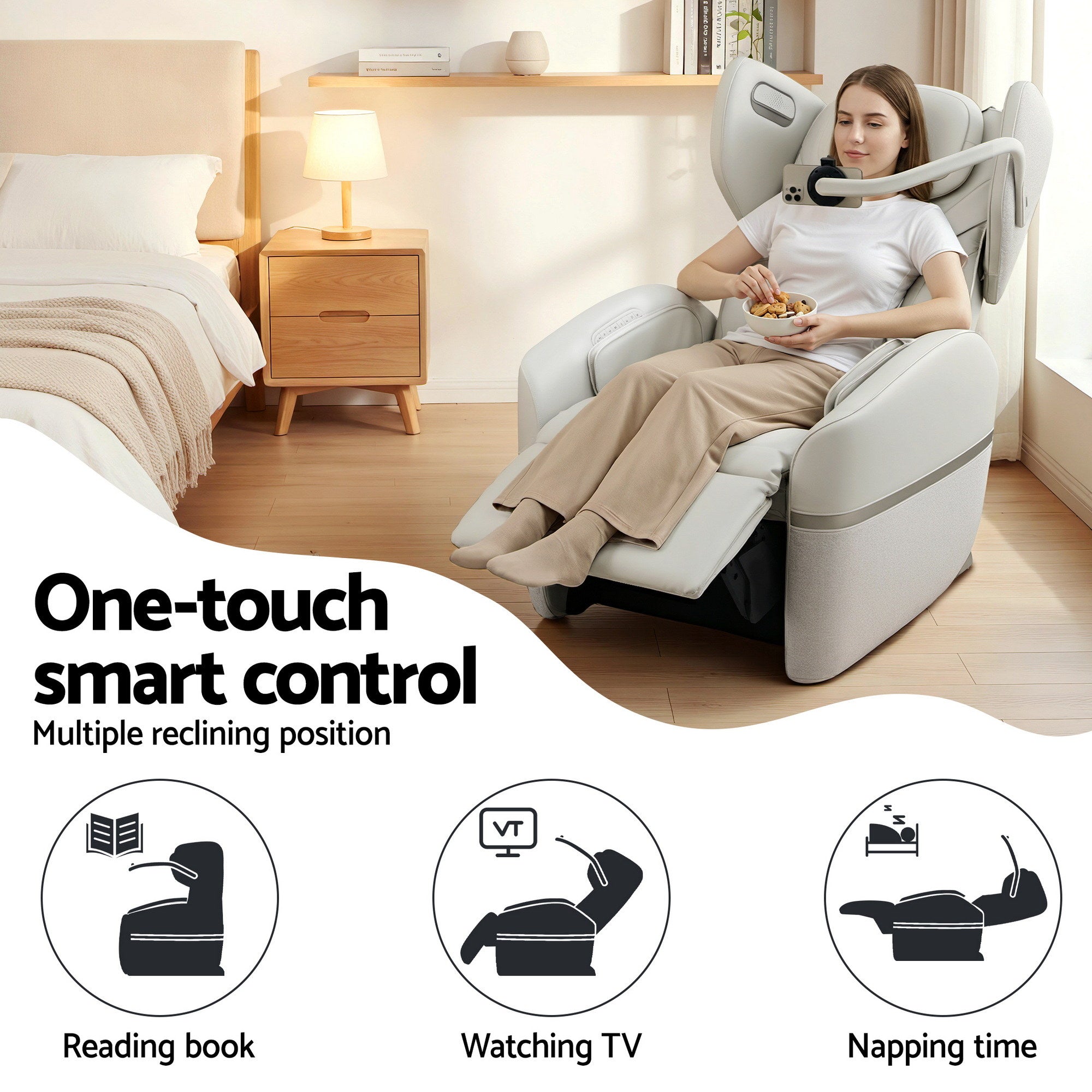 ZENO Electric Vibration Massage Recliner Chair - Beige