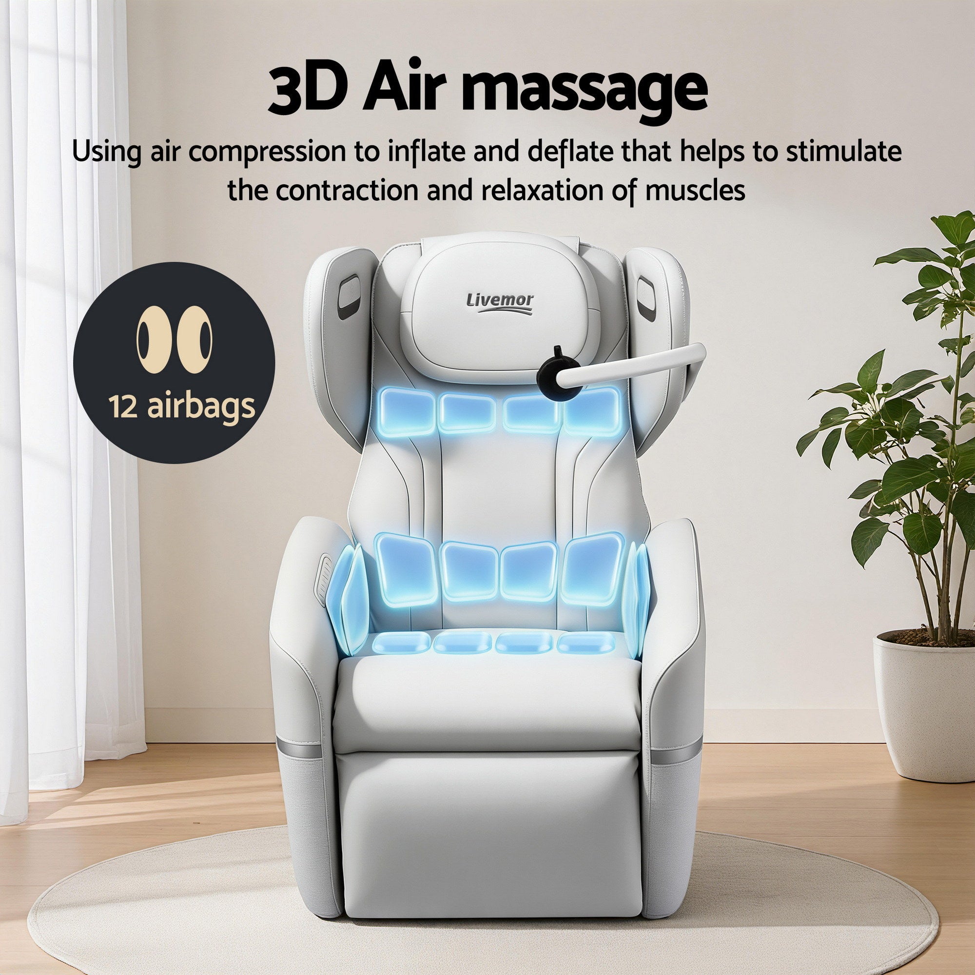 ZENO Electric Vibration Massage Recliner Chair - Beige