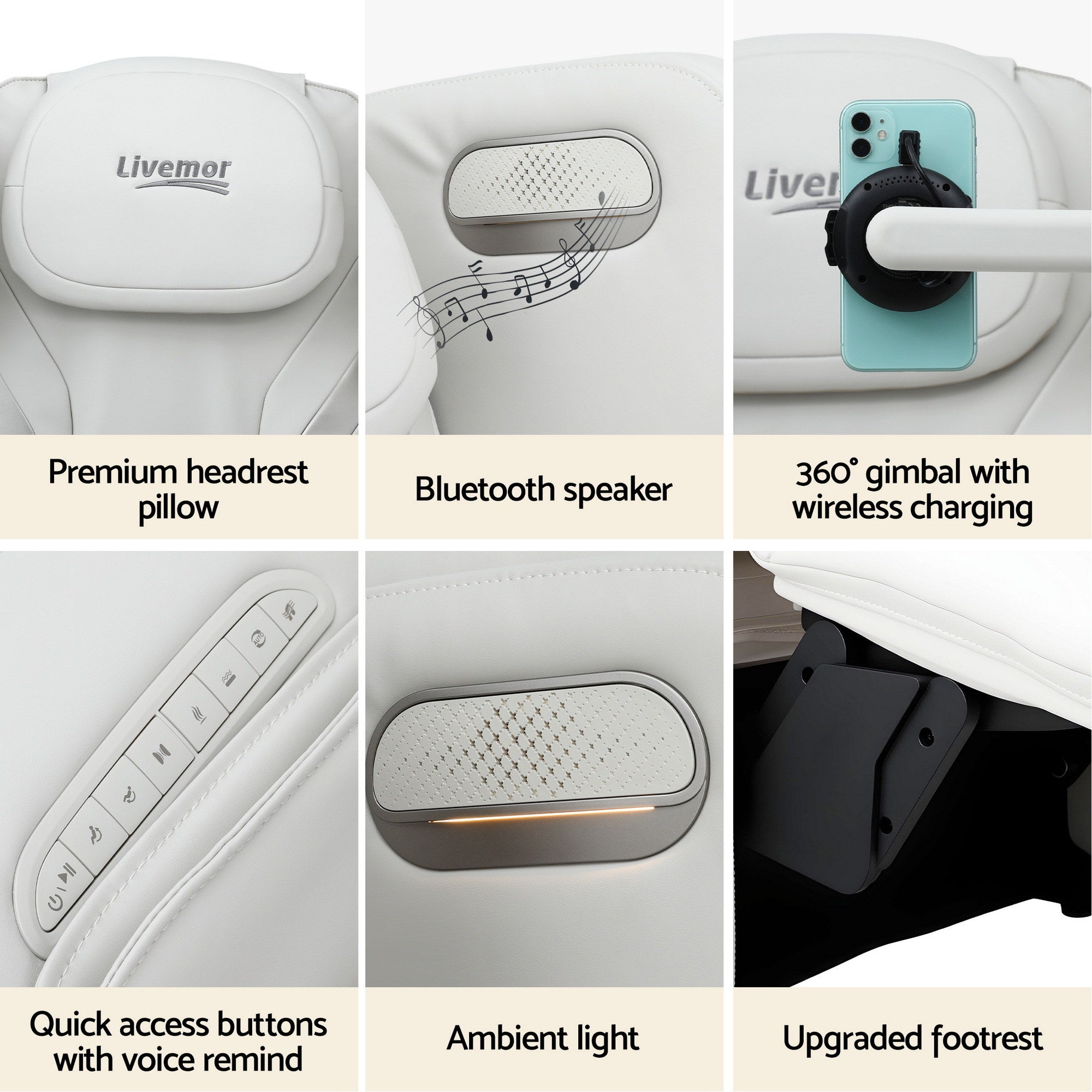 ZENO Electric Vibration Massage Recliner Chair - Beige