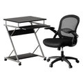 Computer Desk Mesh Office Chair Set Desks with Keyboard Shelf Try Black