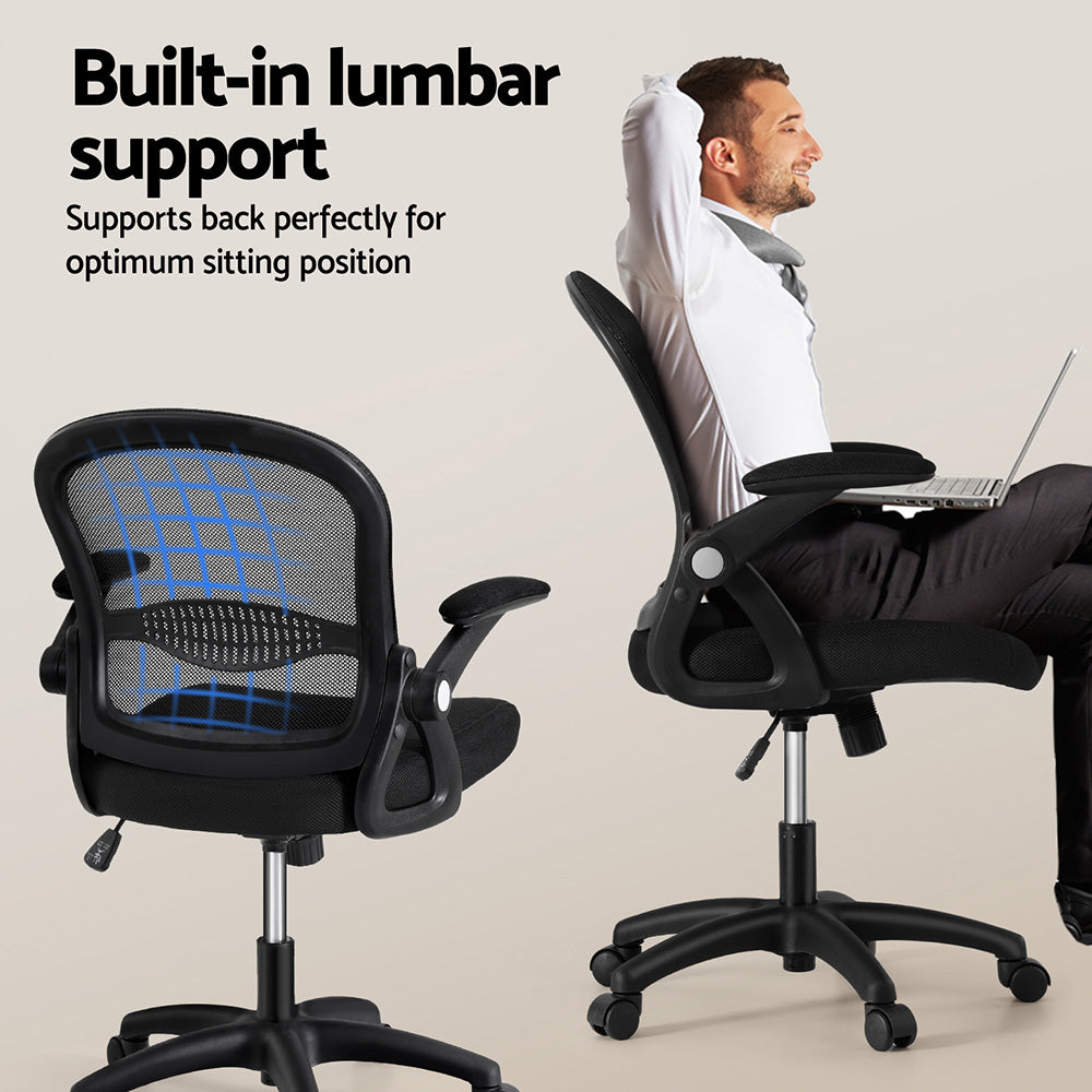 Computer Desk Mesh Office Chair Set Desks with Keyboard Shelf Try Black